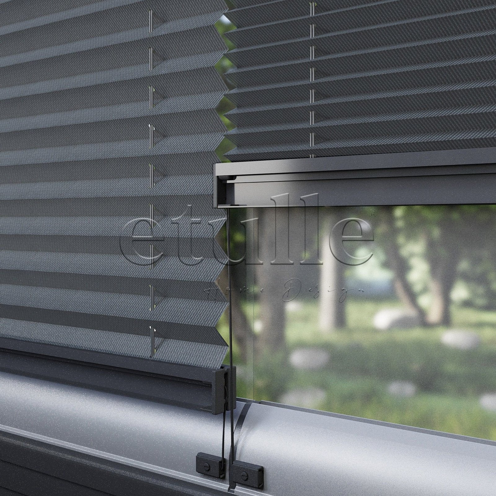 16 MM Desenli Efe Antrasit Plise Perde