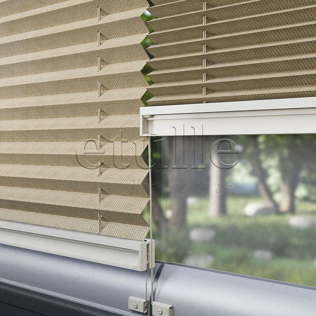 16 MM Patterned Efe Beige Pleated Curtain