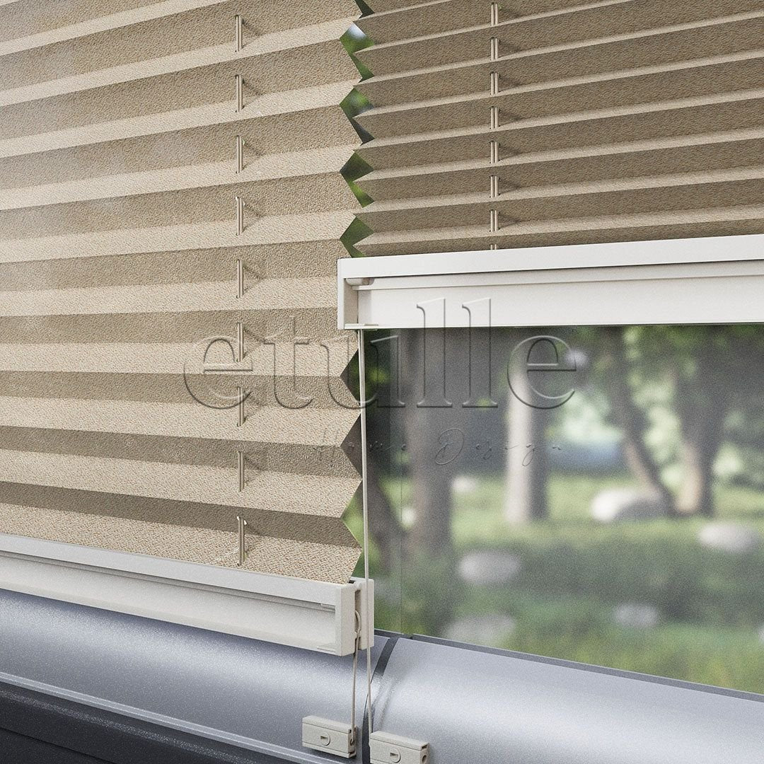16 MM Patterned New Beige Pleated Curtain
