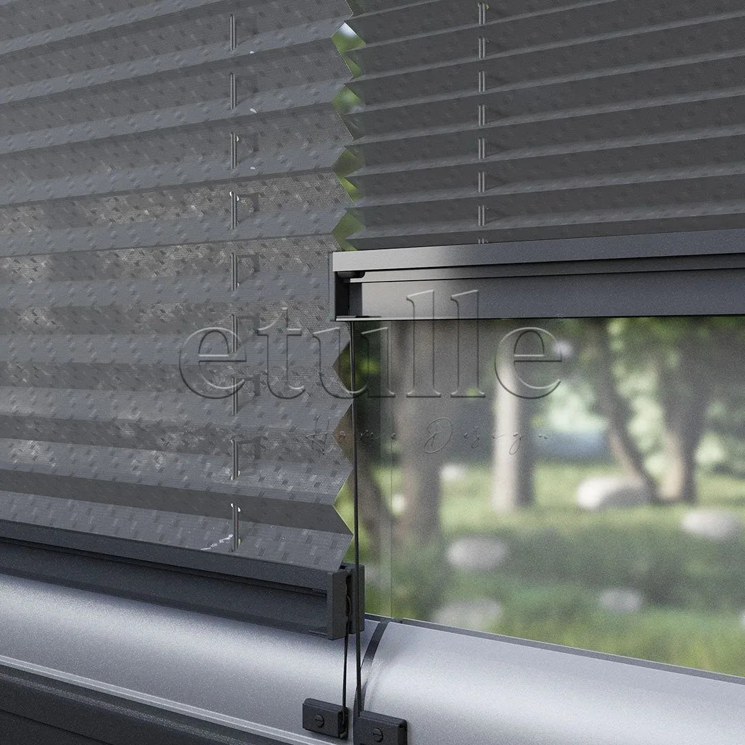 16 MM Desenli Touch Antrasit Plise Perde