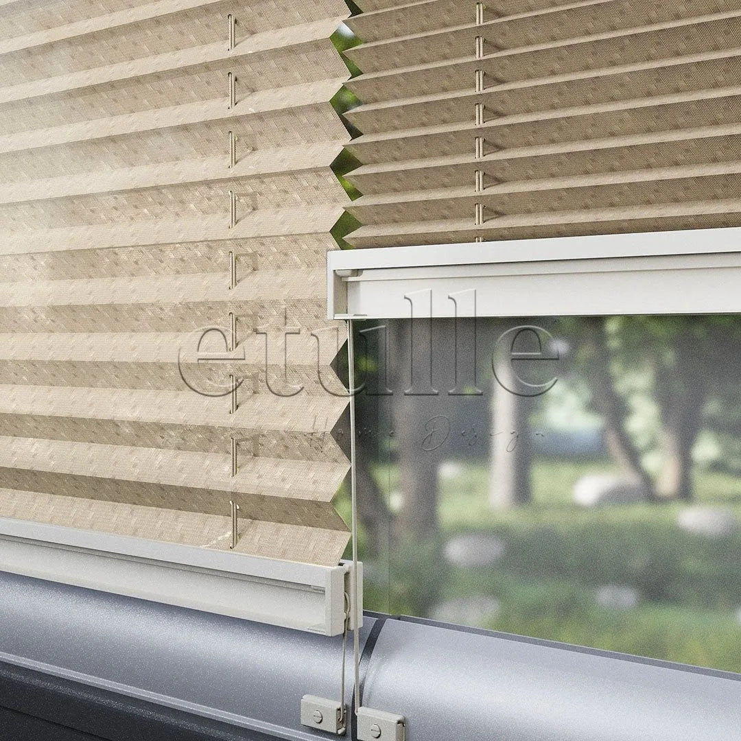 16 MM Desenli Touch Bej Plise Perde