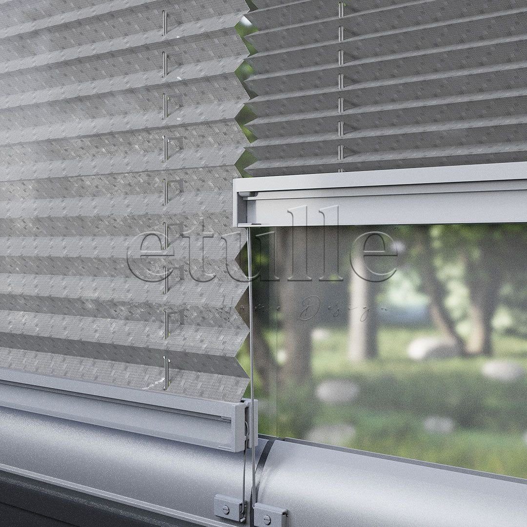 16 MM Patterned Touch Gray Pleat Curtain