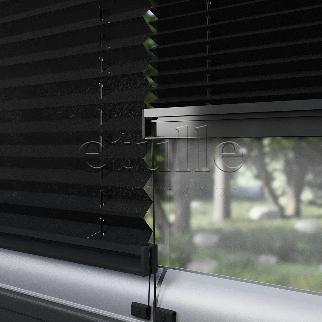 Outlet 16 MM Diamond Siyah Düz Plise Perde Hazır Ölçü 50x120