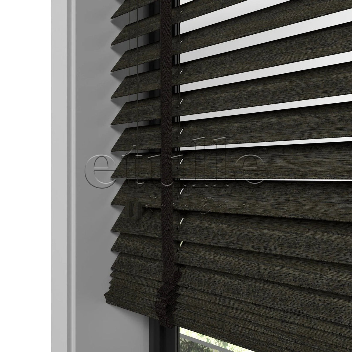 50 MM Ahşap Jaluzi Dark Olive Desenli