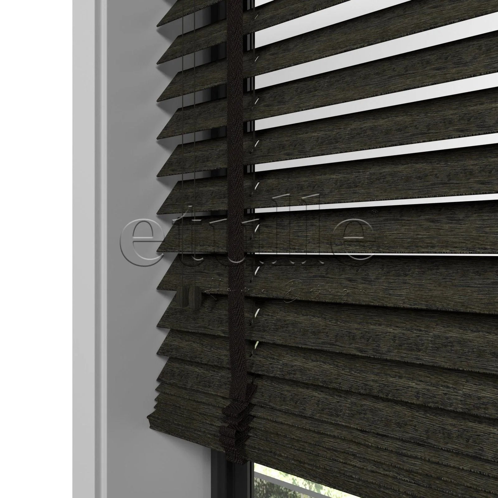 50 MM Ahşap Jaluzi Dark Olive Desenli
