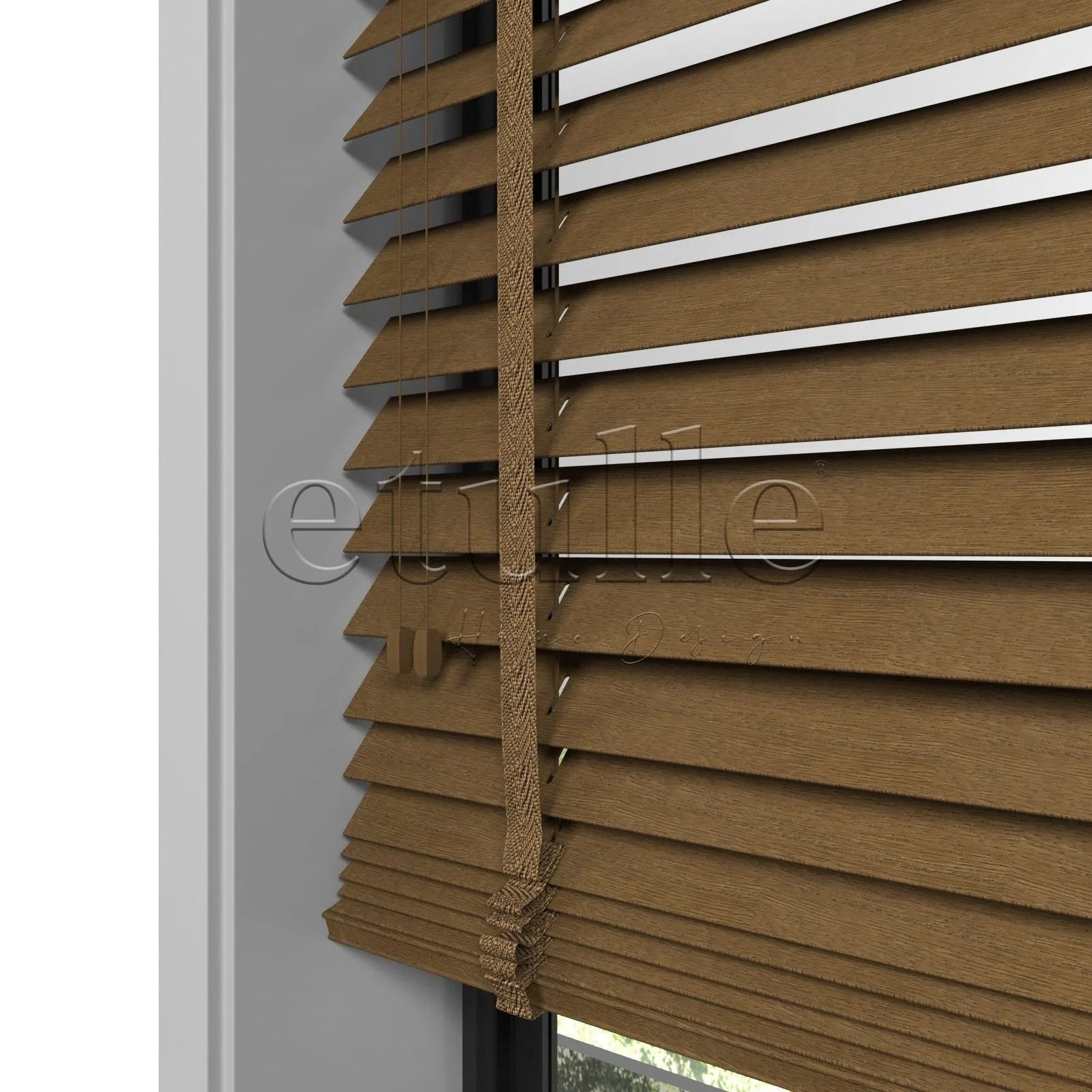 50 MM Gerçek Ahşap Jaluzi Ceviz Desenli