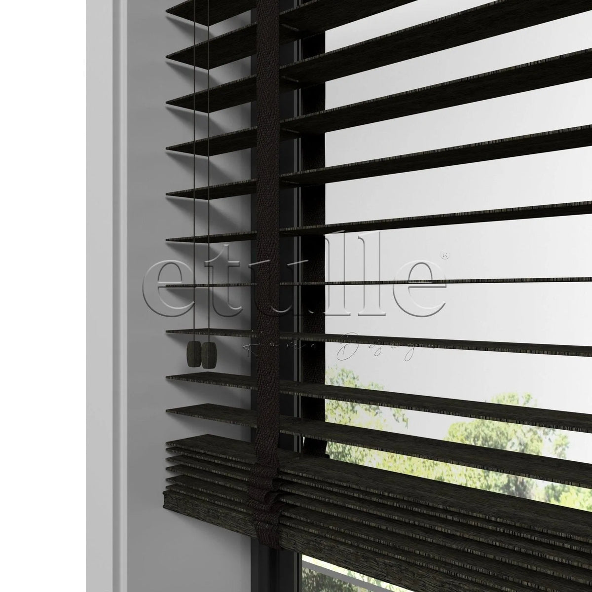 50 MM Ahşap Jaluzi Dark Olive Desenli