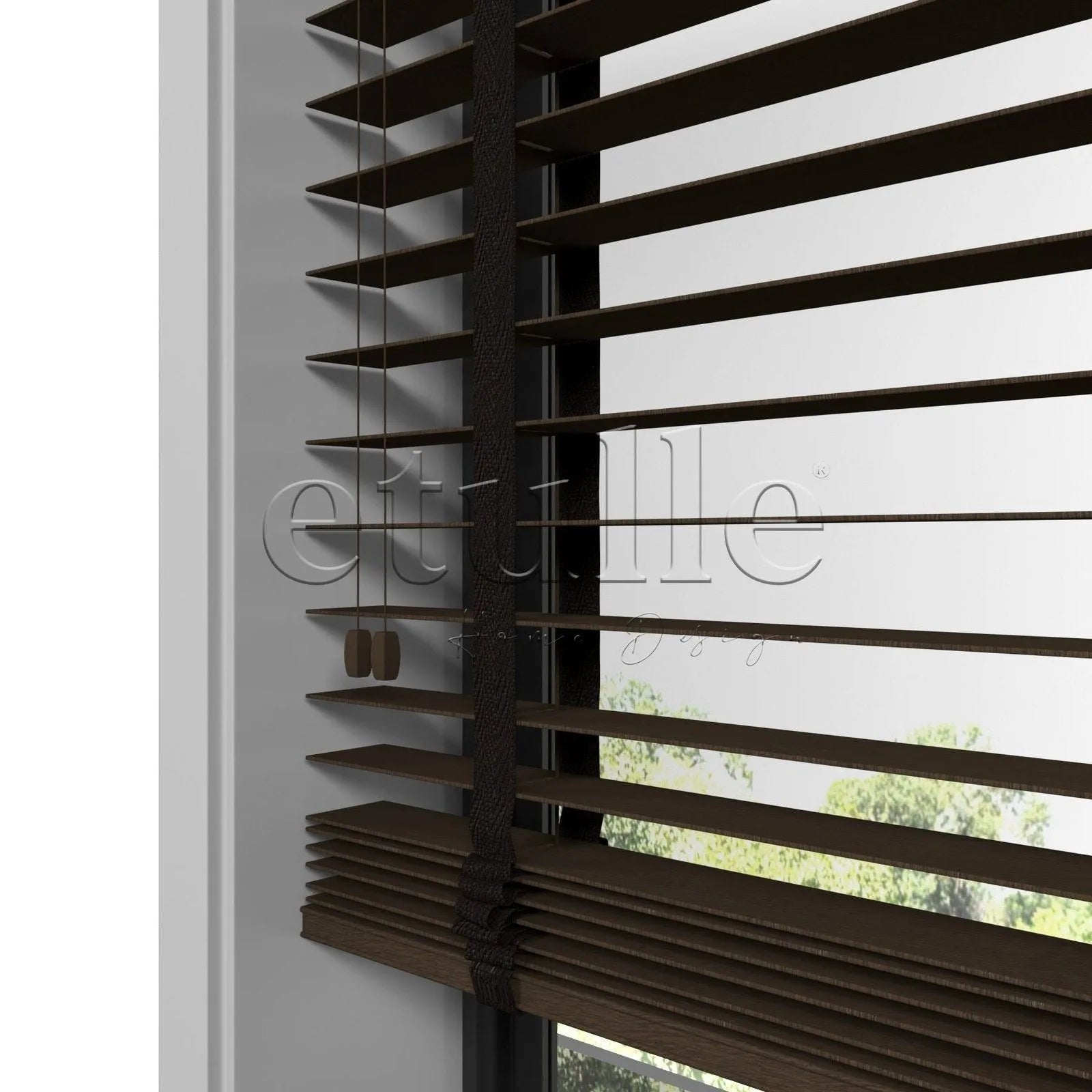 50 MM  Ahşap Jaluzi Kahve Desenli