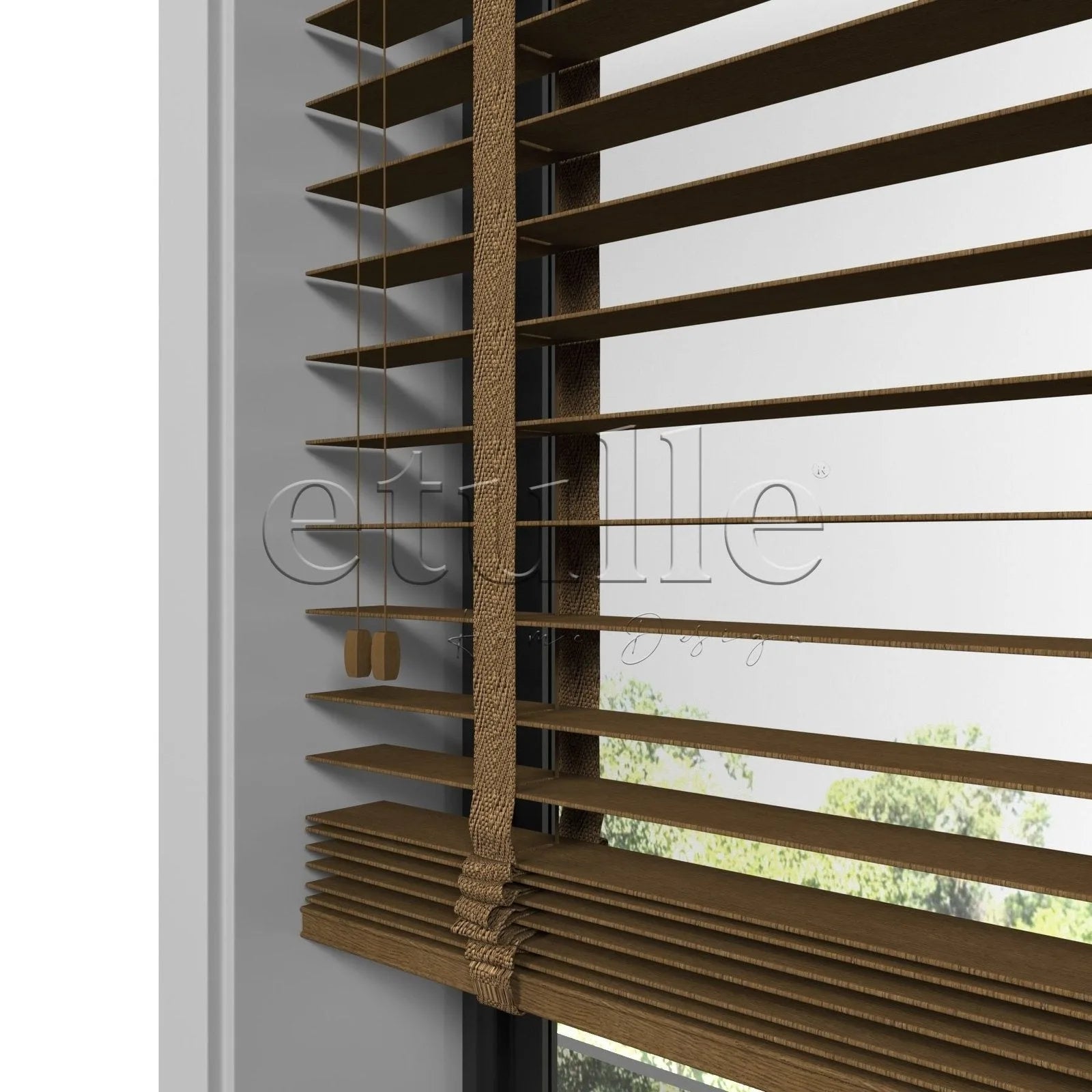 50 MM Gerçek Ahşap Jaluzi Ceviz Desenli