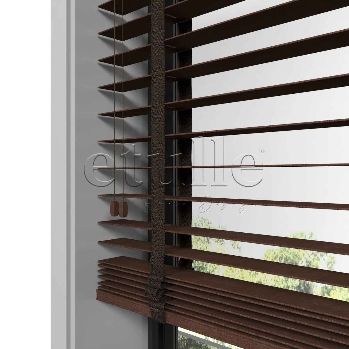 50 MM  Ahşap Jaluzi Kiraz Desenli