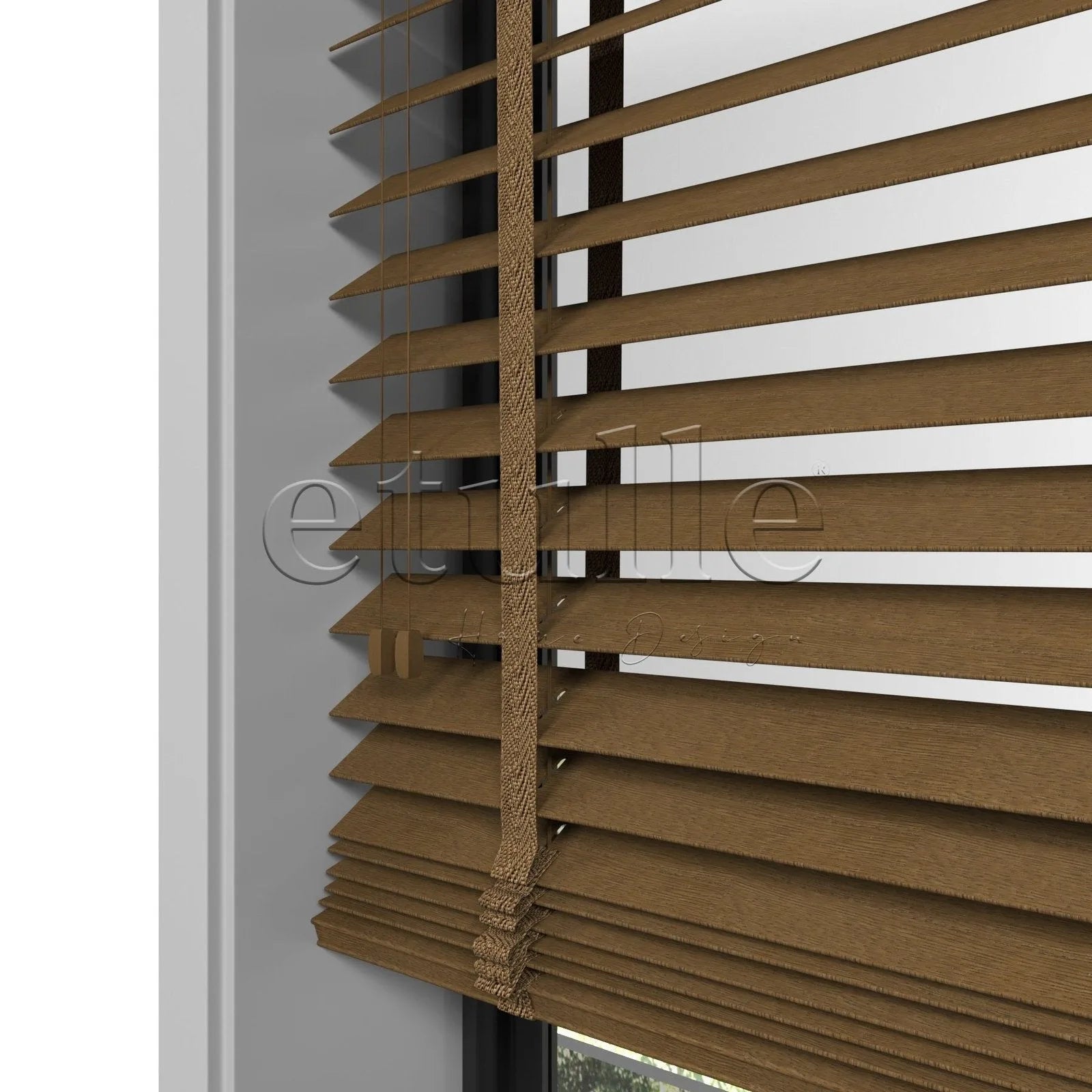 50 MM Gerçek Ahşap Jaluzi Ceviz Desenli