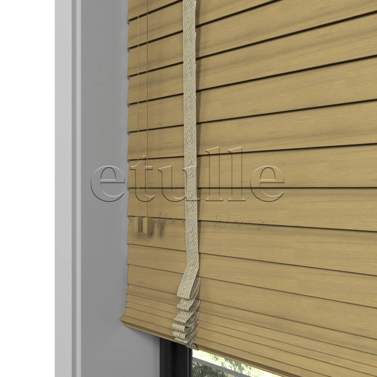 50 MM Gerçek Ahşap Jaluzi  Meşe Desenli