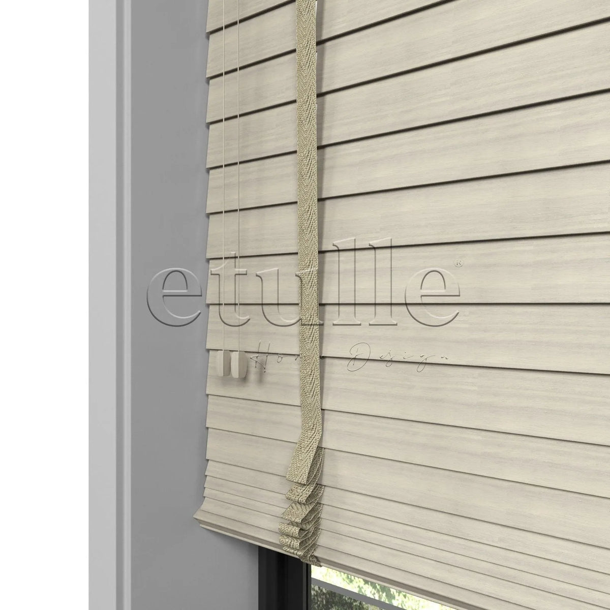 50 MM Gerçek Ahşap Jaluzi Bej Desenli