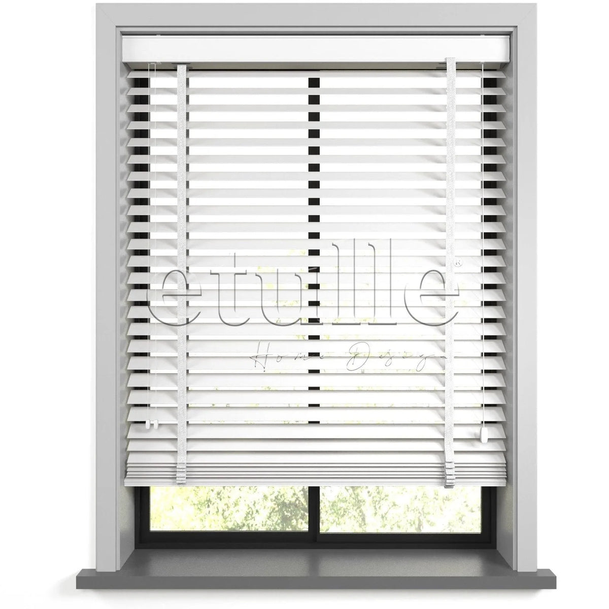 50 MM Gerçek Ahşap Jaluzi Beyaz