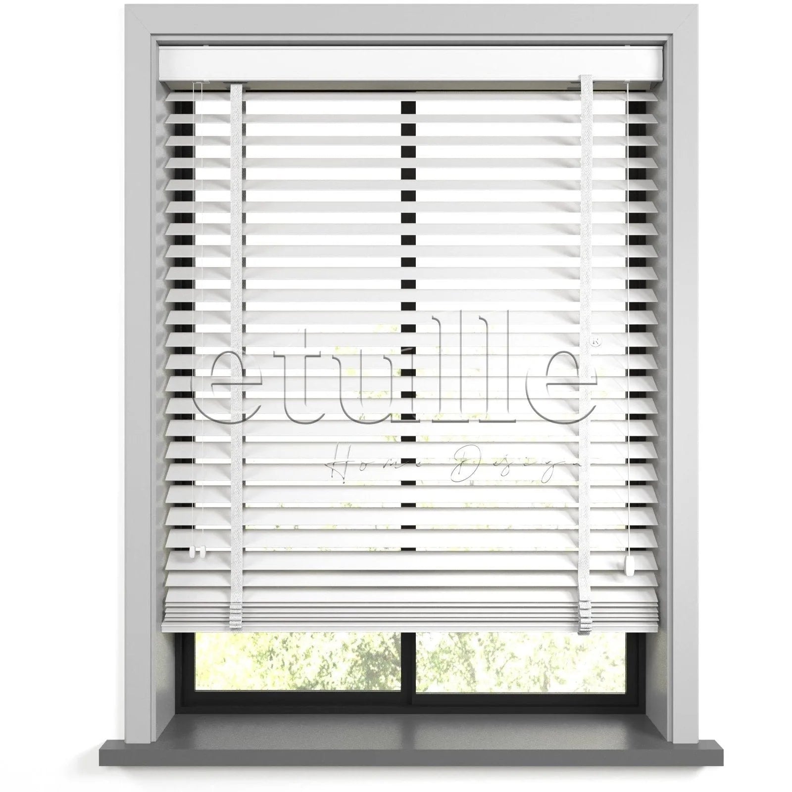 50 MM Gerçek Ahşap Jaluzi Beyaz
