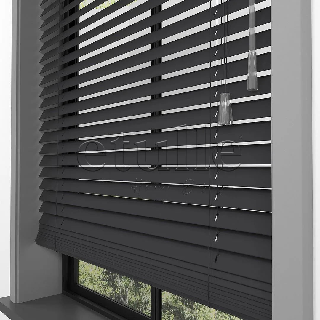 25 MM BASSWOOD Antrasit Ahşap Jaluzi