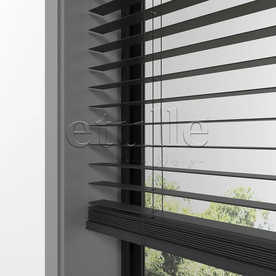 25 MM BASSWOOD Antrasit Ahşap Jaluzi