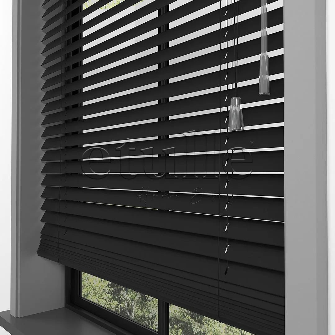 25 MM BASSWOOD Siyah Ahşap Jaluzi