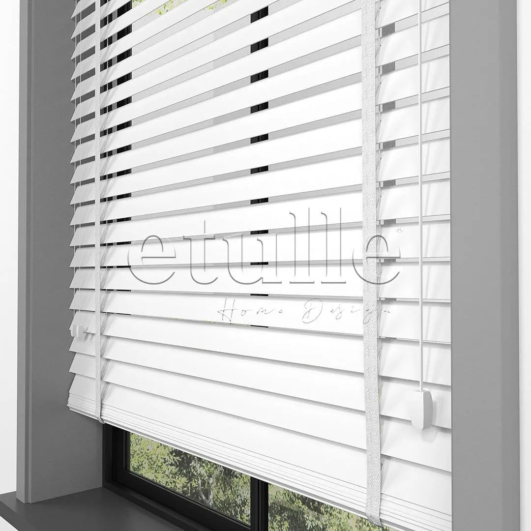 35 MM BASSWOOD Beyaz Ahşap Jaluzi