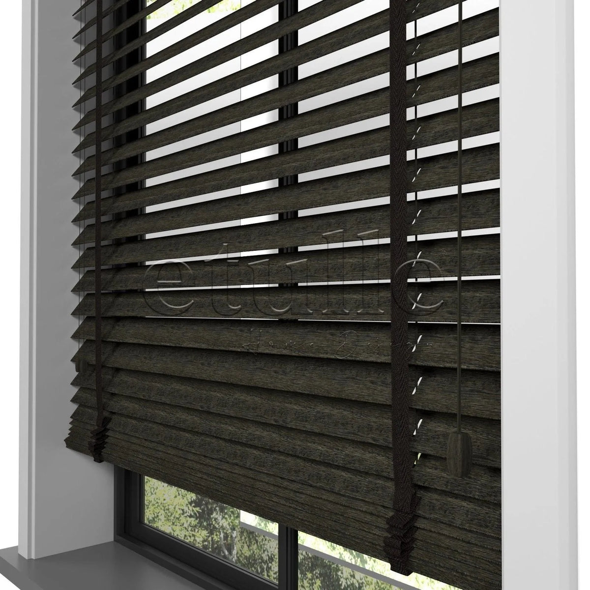 50 MM Ahşap Jaluzi Dark Olive Desenli