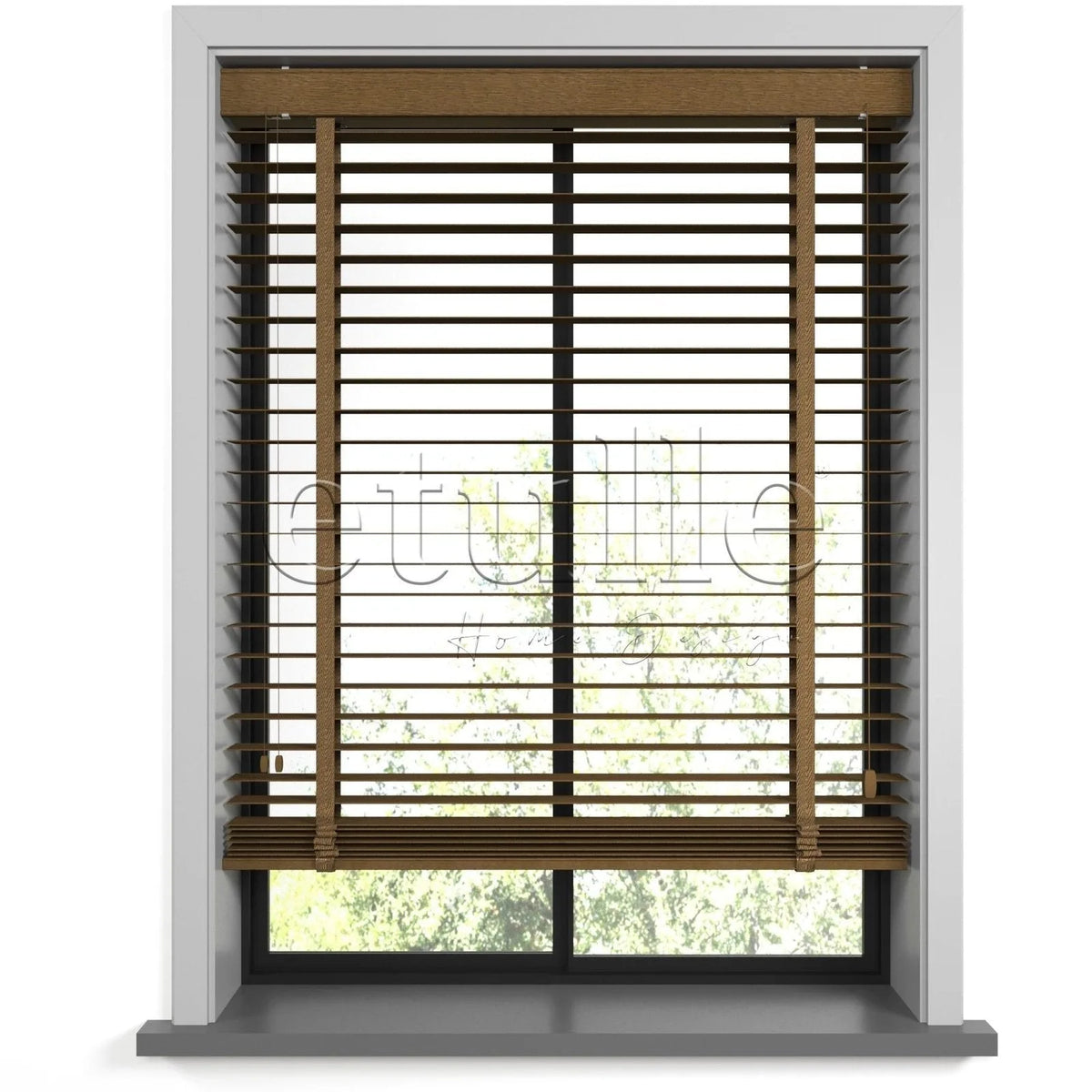 50 MM Gerçek Ahşap Jaluzi Ceviz Desenli
