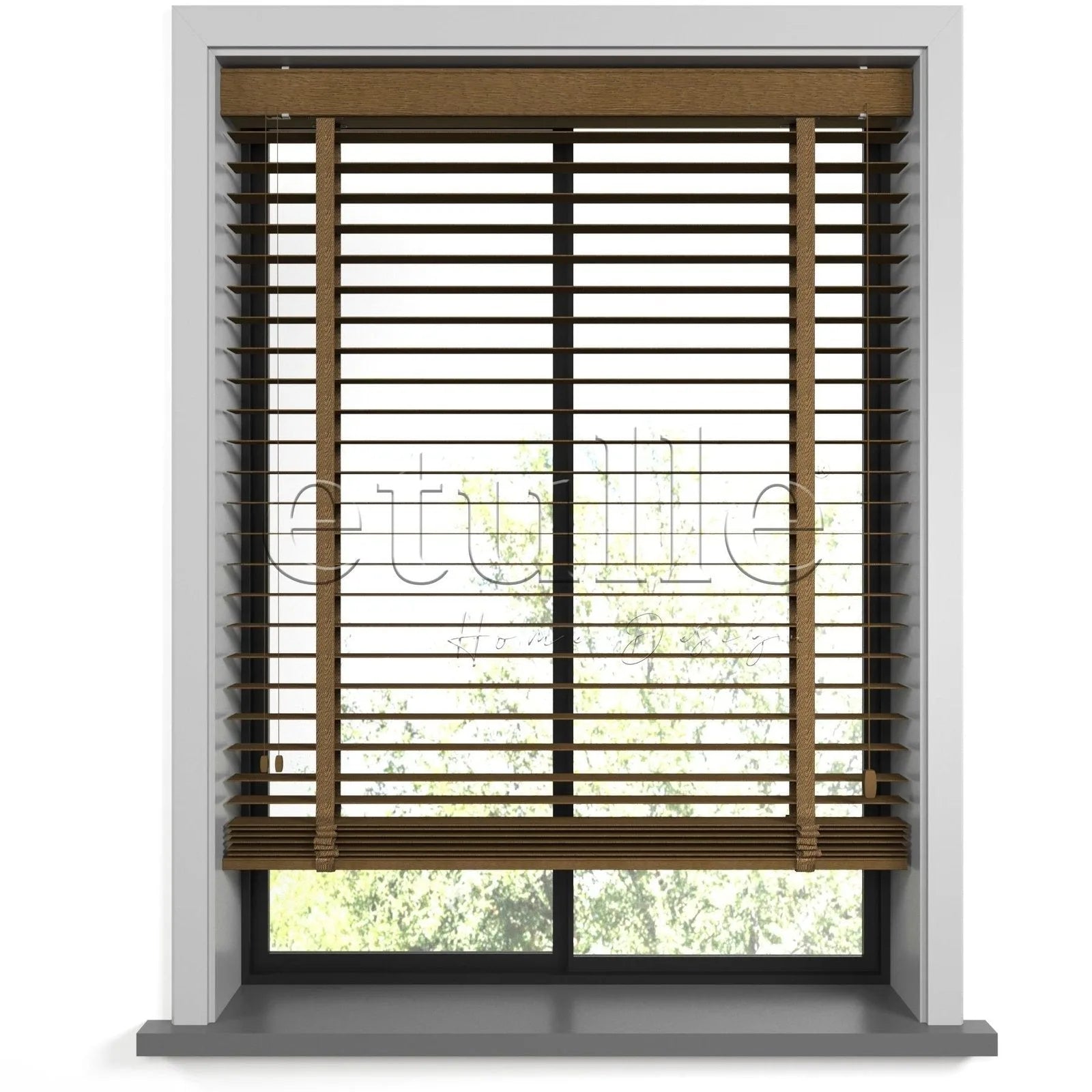 50 MM Gerçek Ahşap Jaluzi Ceviz Desenli