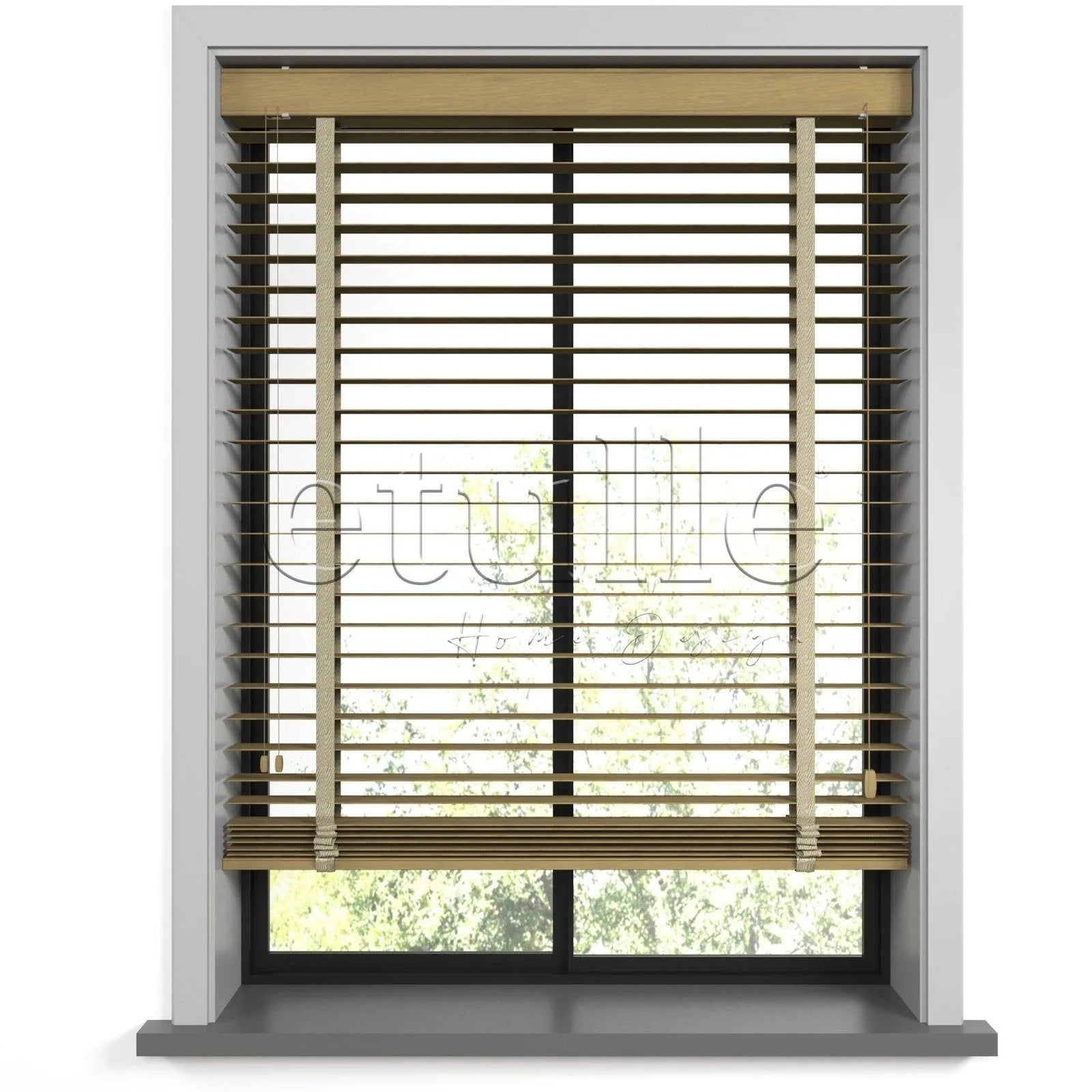 50 MM Gerçek Ahşap Jaluzi  Meşe Desenli
