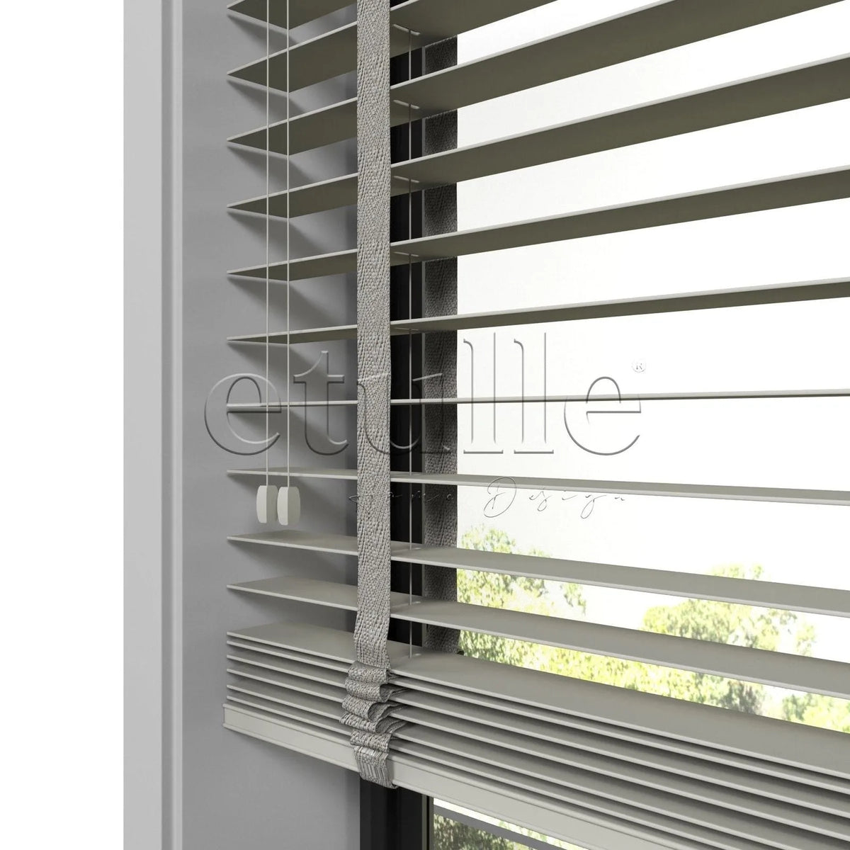 50 MM Gerçek Ahşap Jaluzi Taş Rengi
