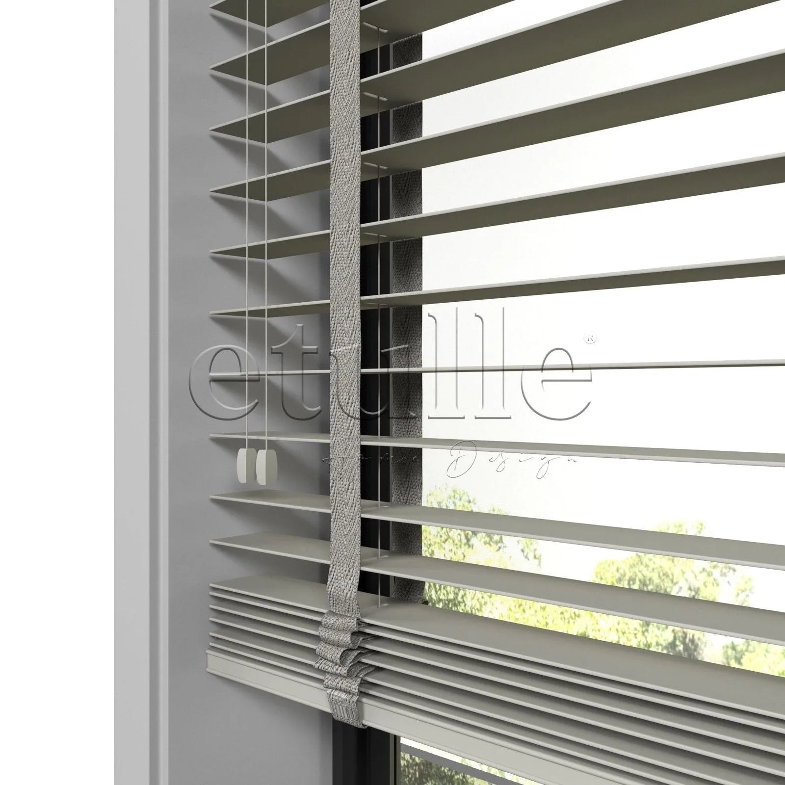 50 MM Gerçek Ahşap Jaluzi Taş Rengi
