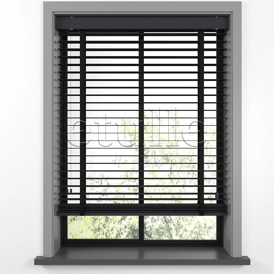 50 MM BASSWOOD Antrasit Ahşap Jaluzi