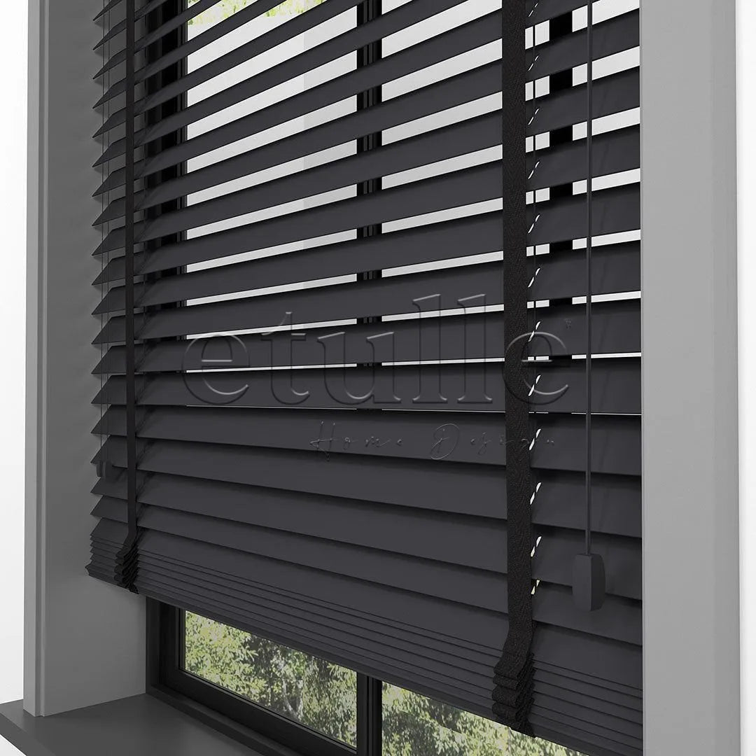 50 MM BASSWOOD Antrasit Ahşap Jaluzi
