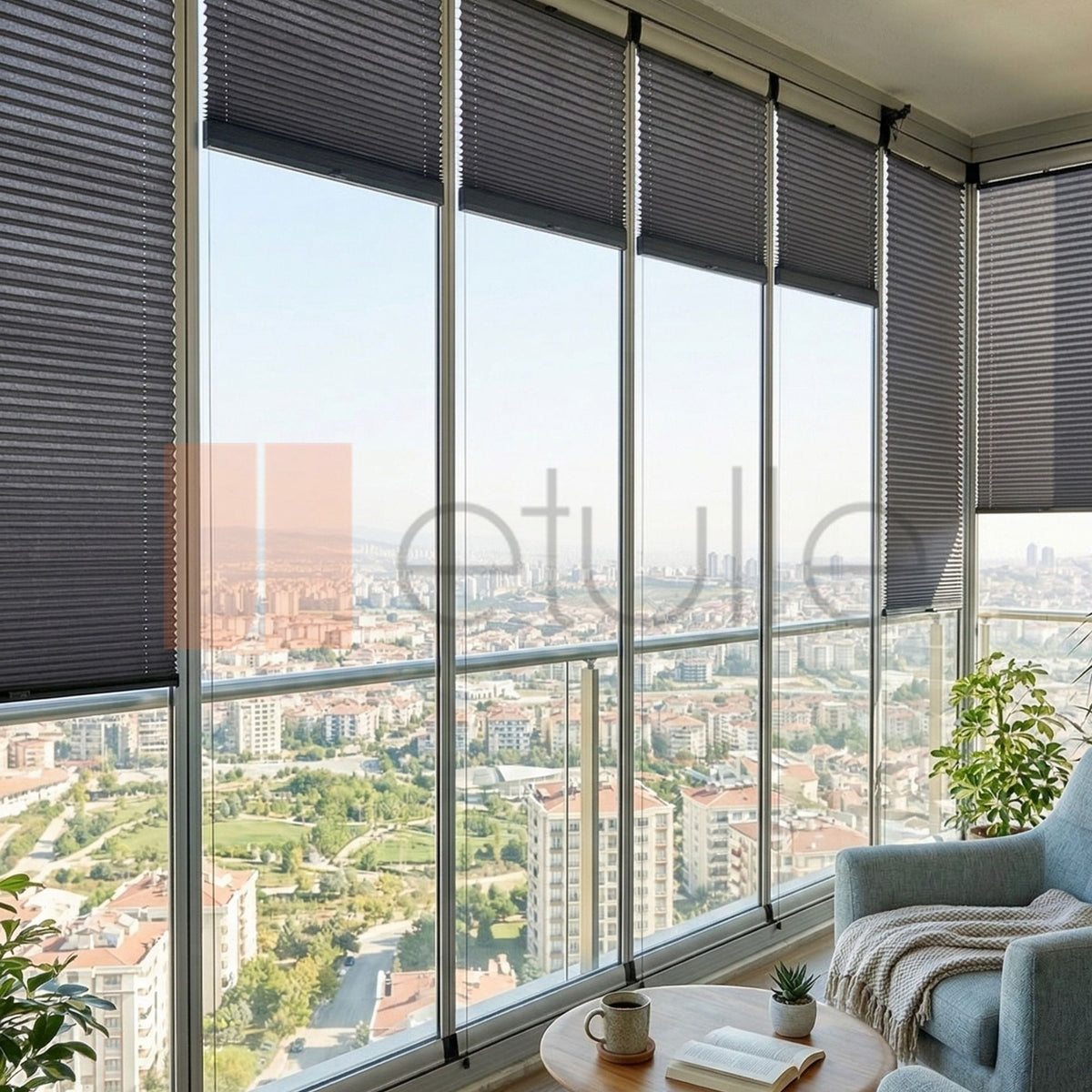 16MM Antrasi̇t Mani̇sa Plise Perde