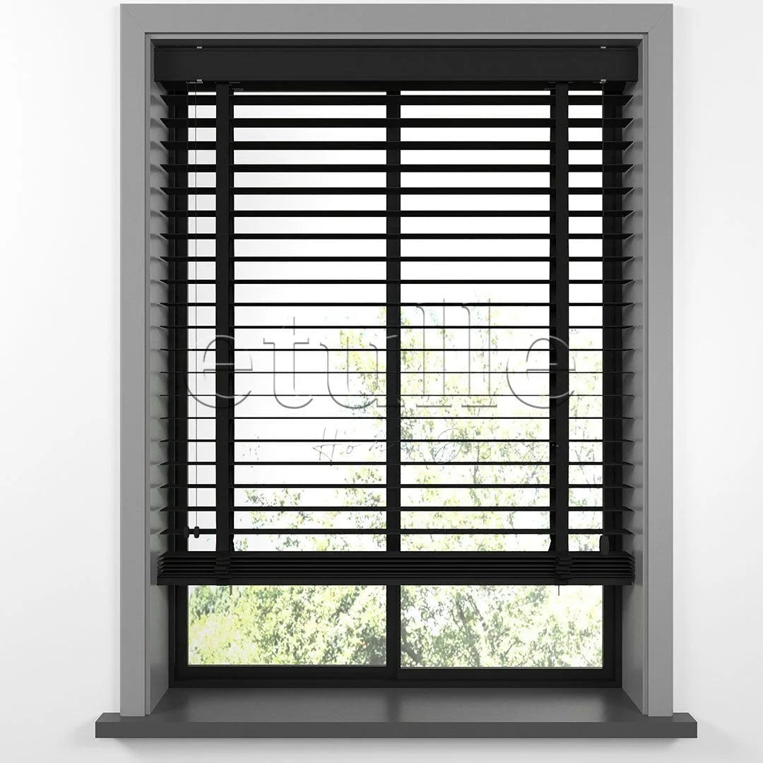 63 MM BASSWOOD Black Ahşap Jaluzi