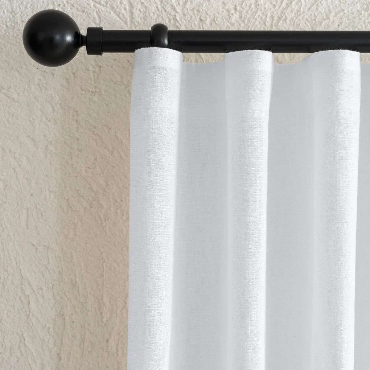Outlet Beyaz Mat Keten Desen Tül Perde | Calvora Hazır Ölçü 180x260