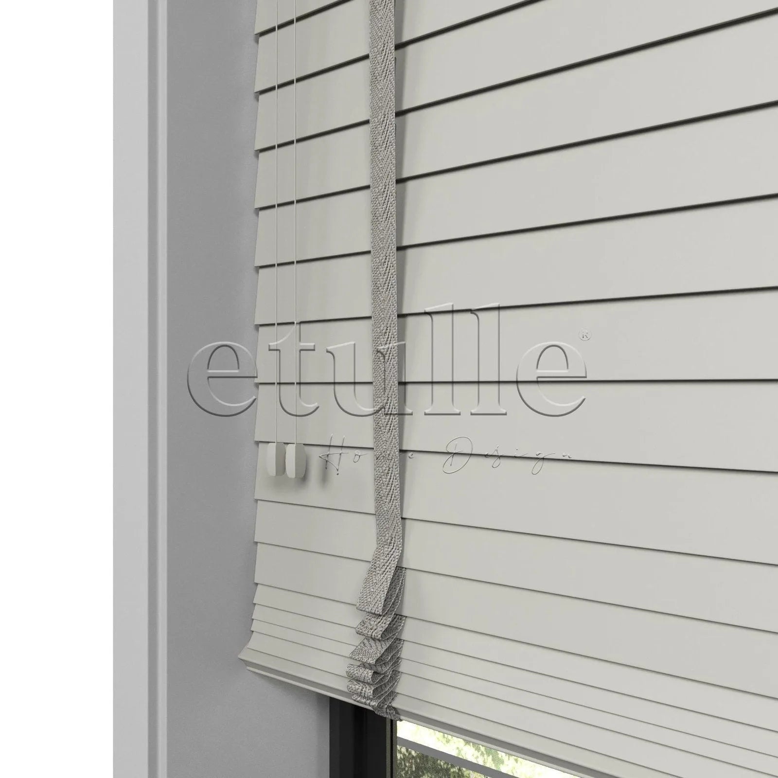 50 MM Gerçek Ahşap Jaluzi Taş Rengi