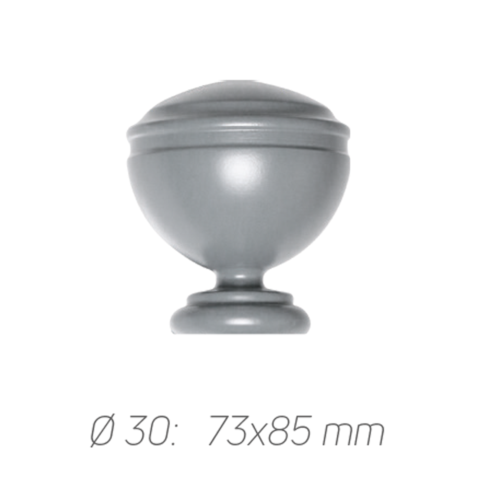 Rustik Perde Borusu 30 mm - Gri-Renk - Kubbe