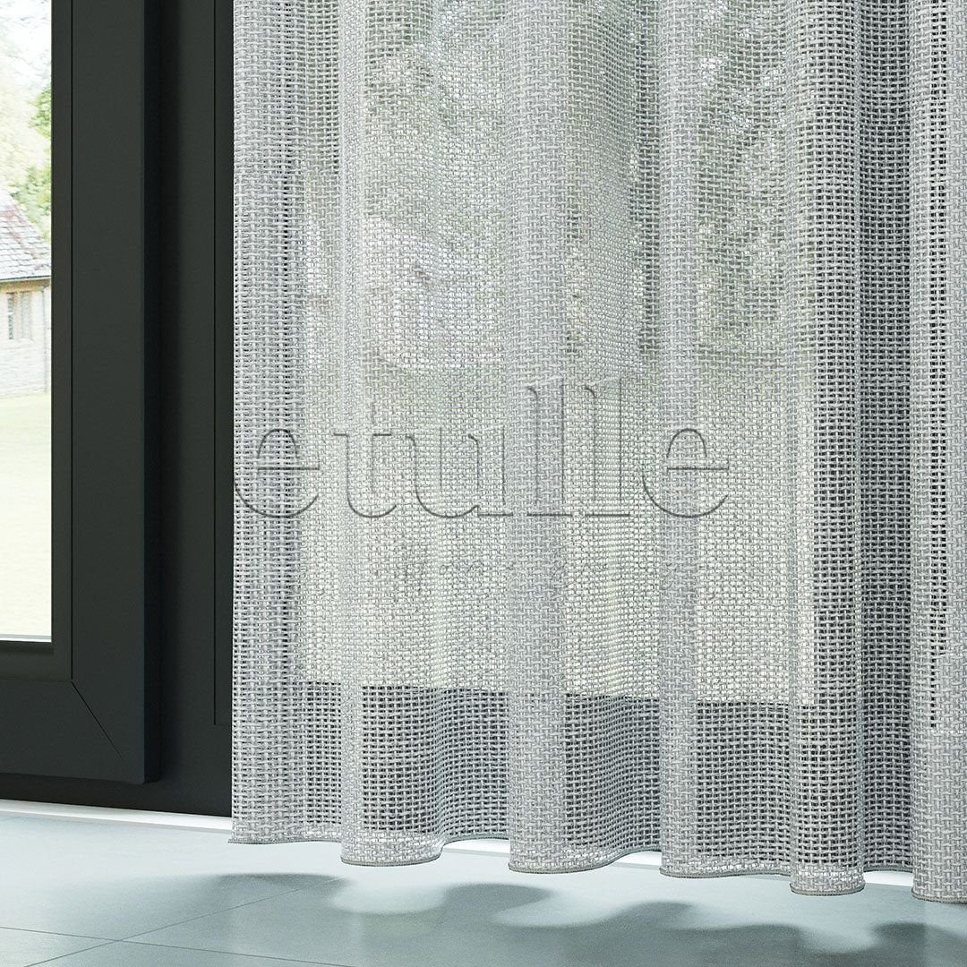 Light Grey Trendy Net Thick Decorative Plain Tulle Curtain | Muse