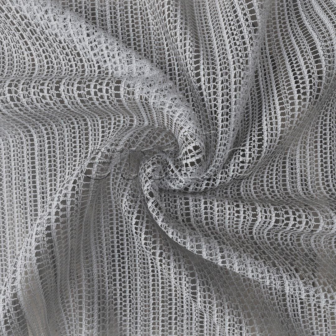 Light Gray Trendy Square Net Knitted Plain Tulle Curtain | Dusk
