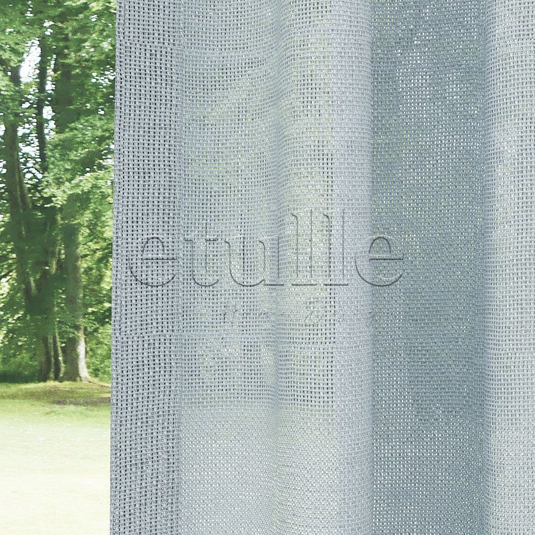 Light Blue Shiny Plain Textured Tulle Curtain | Jasper