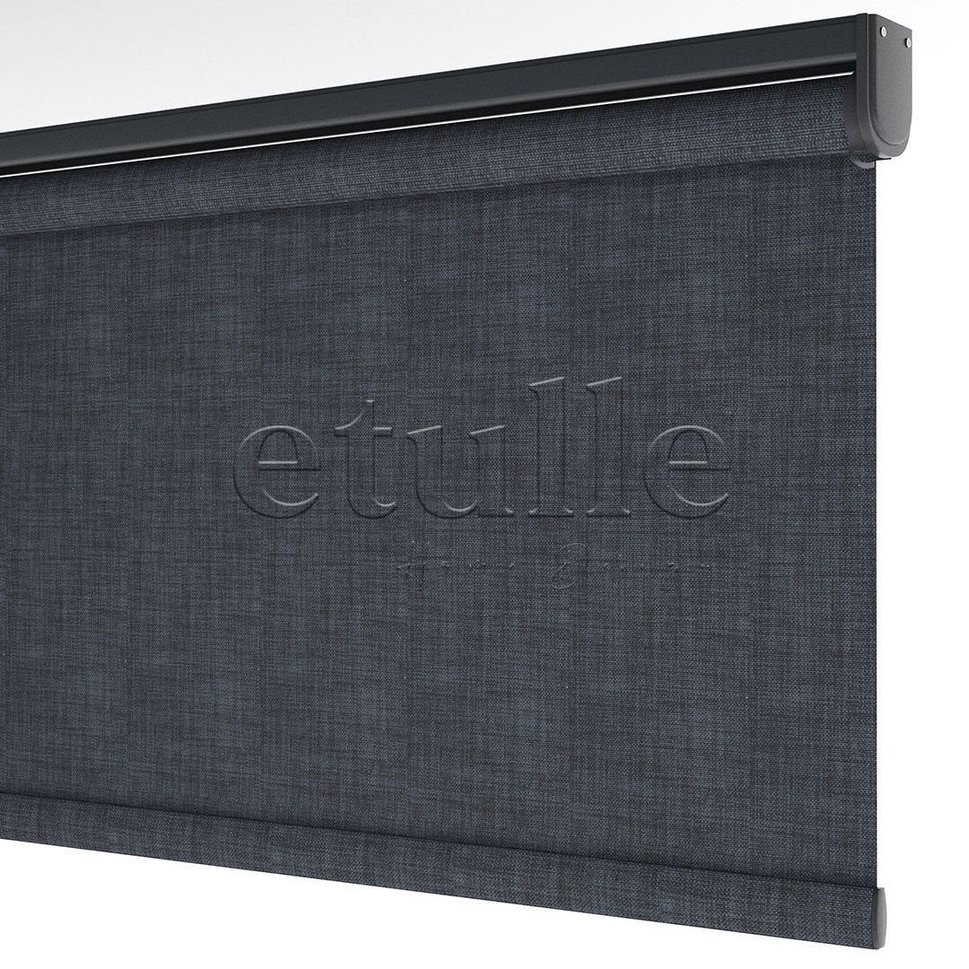 Anthracite Blackout Linen Roller Blinds | fiorella