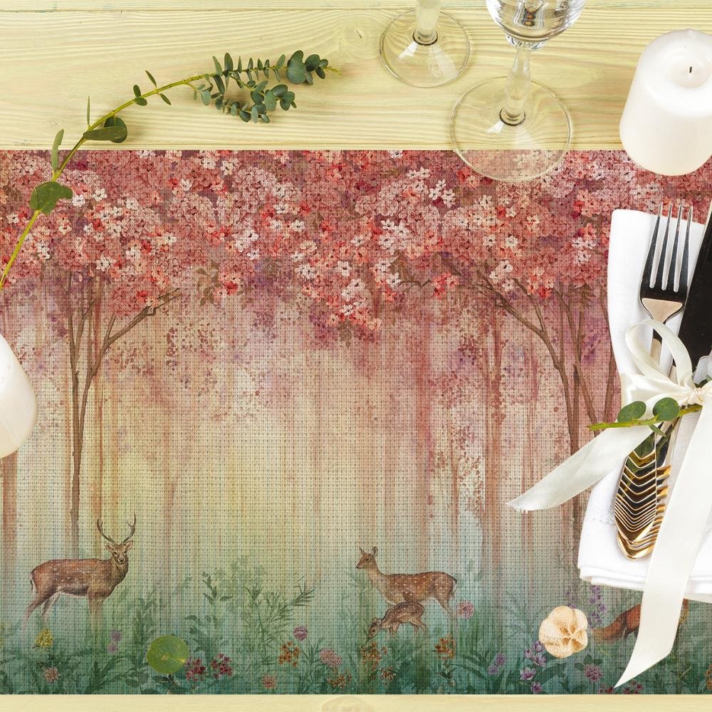 Spring-Themed Fabric Placemat Set of 4, 35x50cm