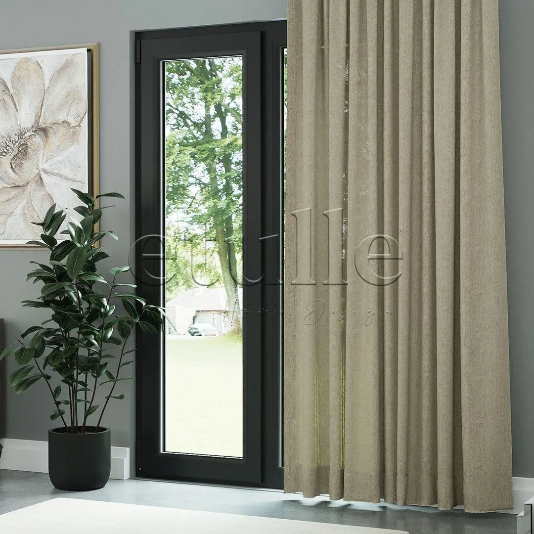 Bej Parlak Düz Dokulu Tül Perde | Jasper