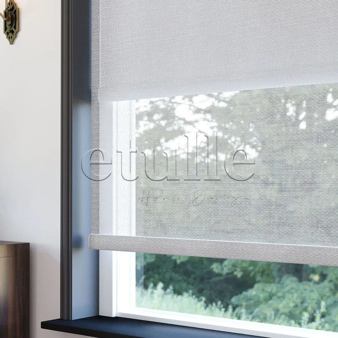 Beyaz Düz Çiftli Stor Perde | Lucent