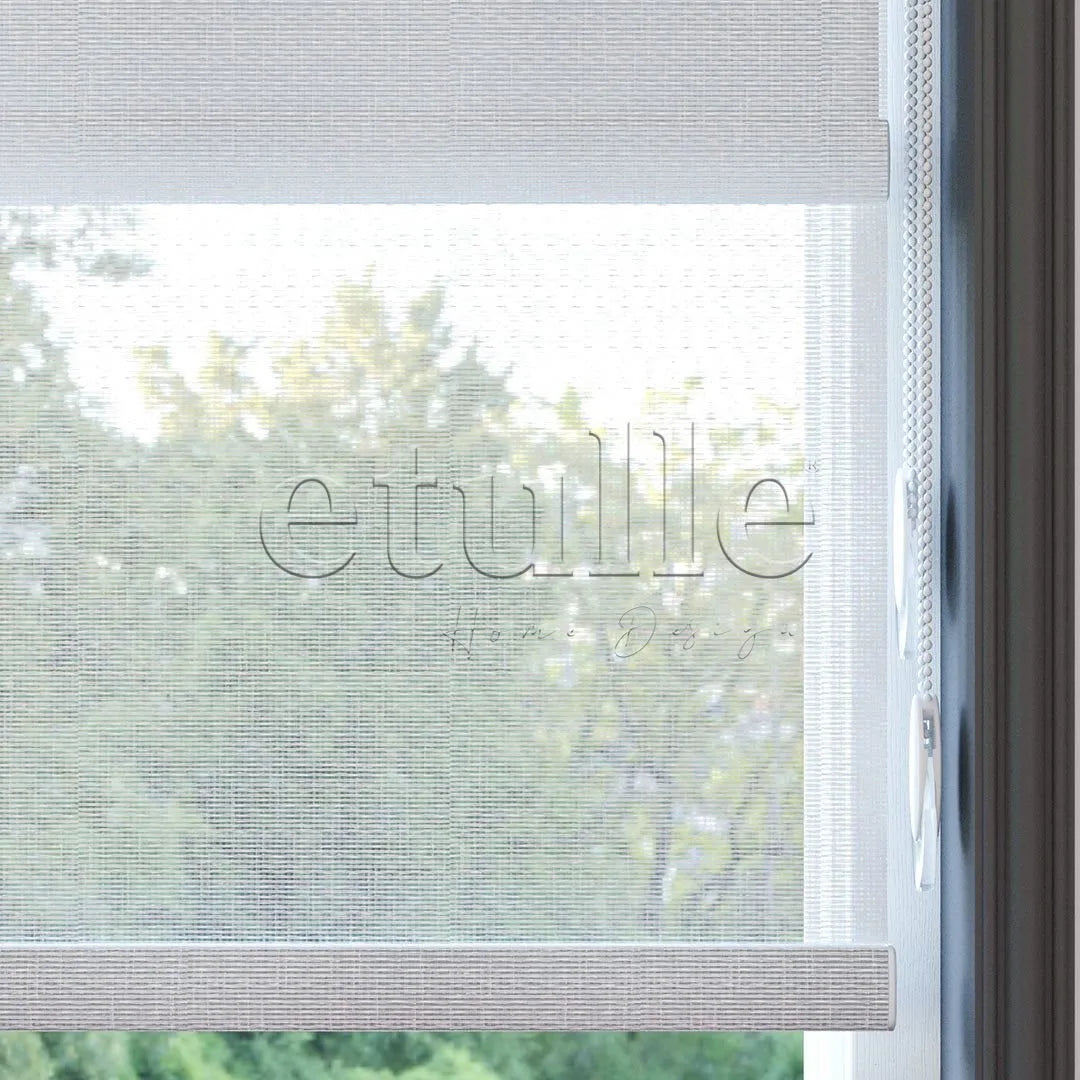 Beyaz Düz Çiftli Stor Perde | Lucent