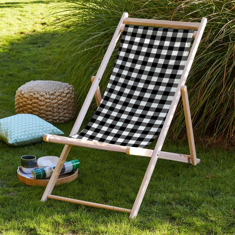 Black - White Foldable Sun Lounger - SZL18