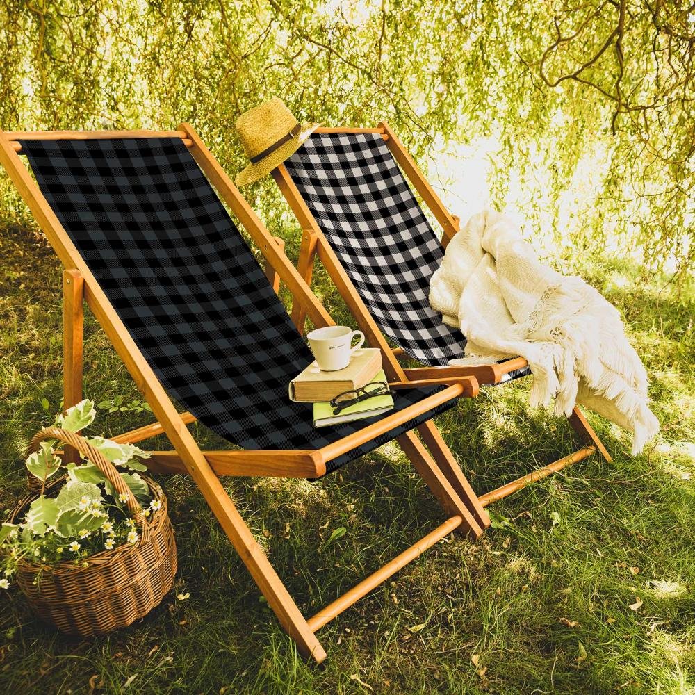 Black - White Foldable Sun Lounger - SZL18