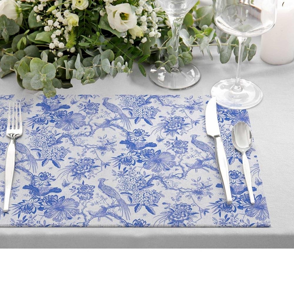 Blue Garden Kumaş Amerikan Servis 4'lü Set