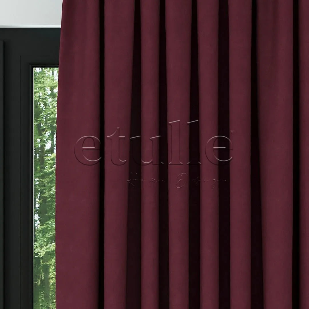 Bordo Naturel Keten Fon Perde | Casual