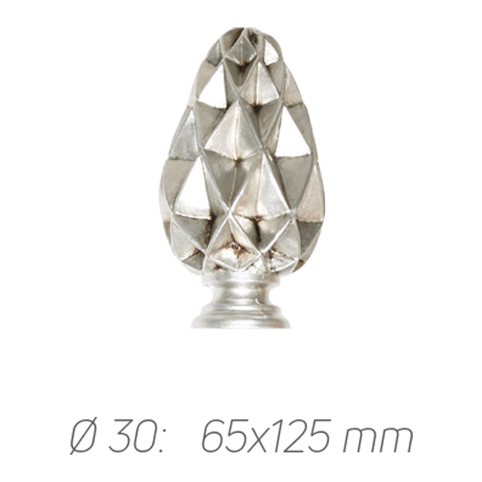 Rustik Perde Borusu 30 mm - Gümüş Eskitme Metal - Kozalak