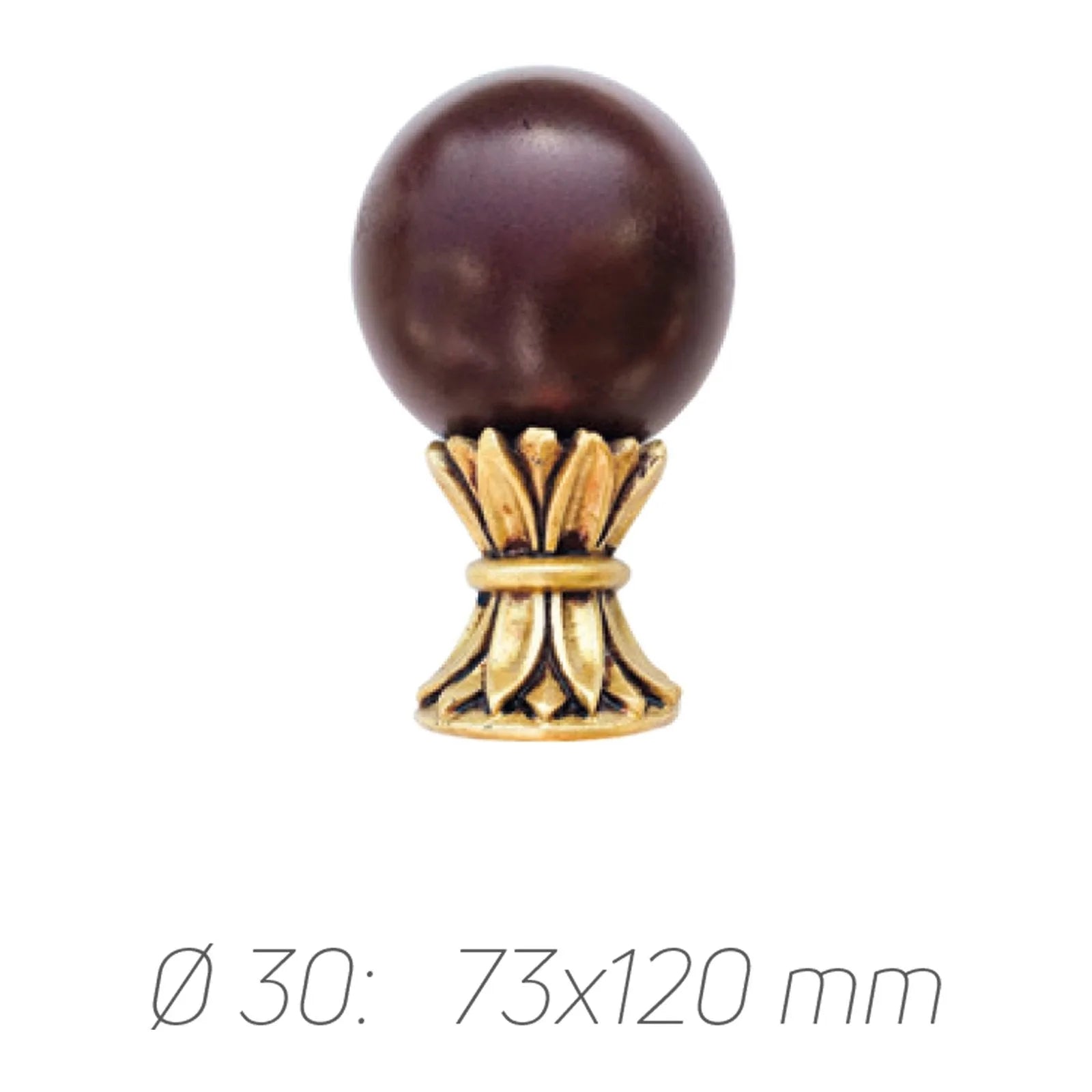 Rustik Perde Borusu 30 mm - Altın Eskitme Metal - Küre